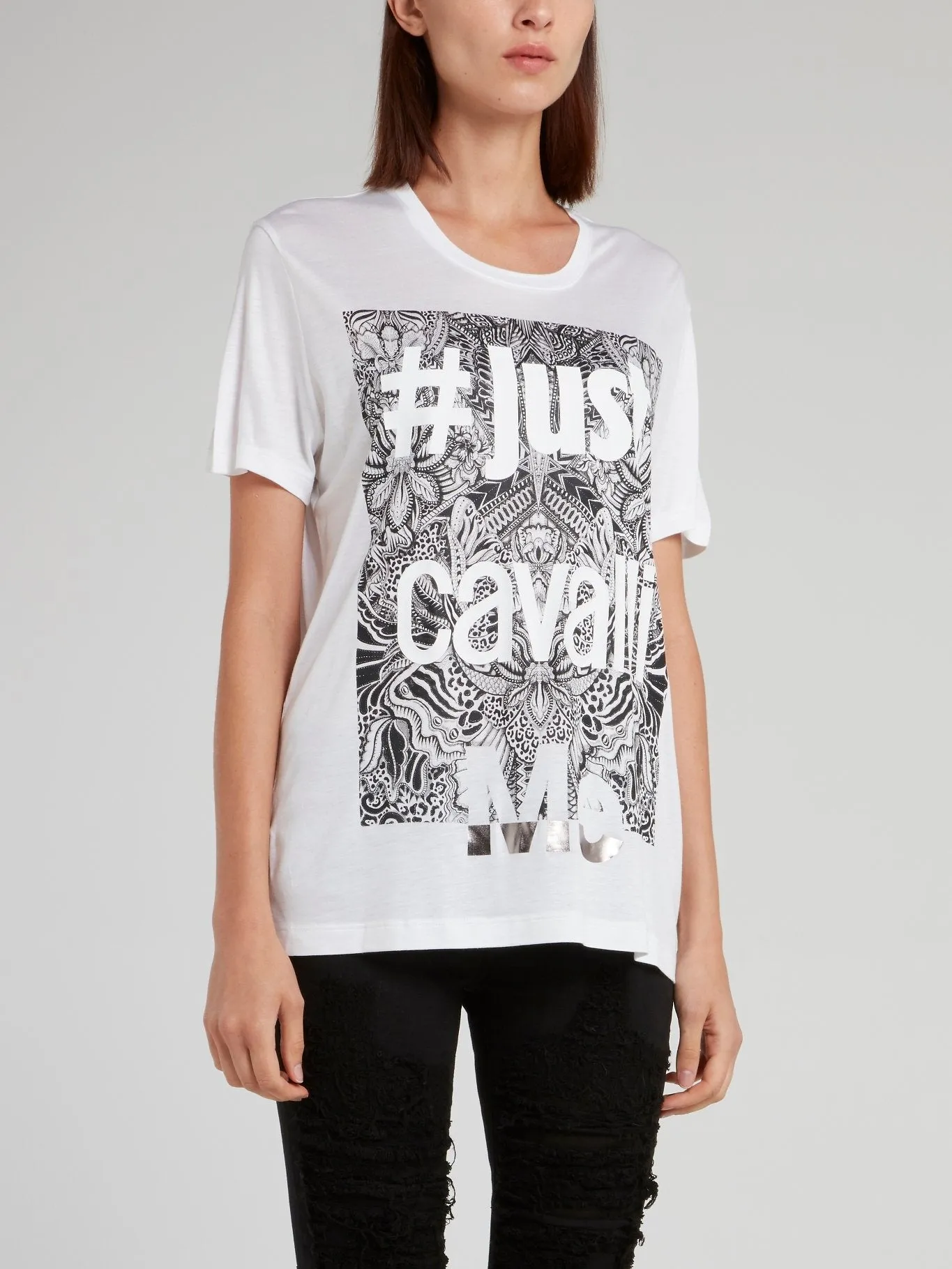 White Doodle Print T-Shirt