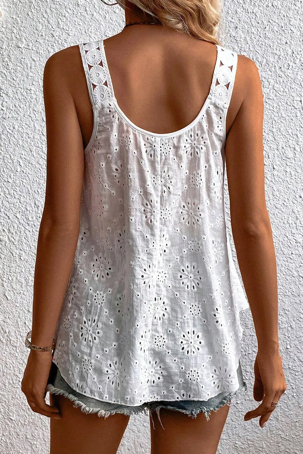 White Eyelet Embroidery Tank Top