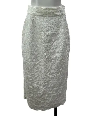 White Eyelet Midi Skirt