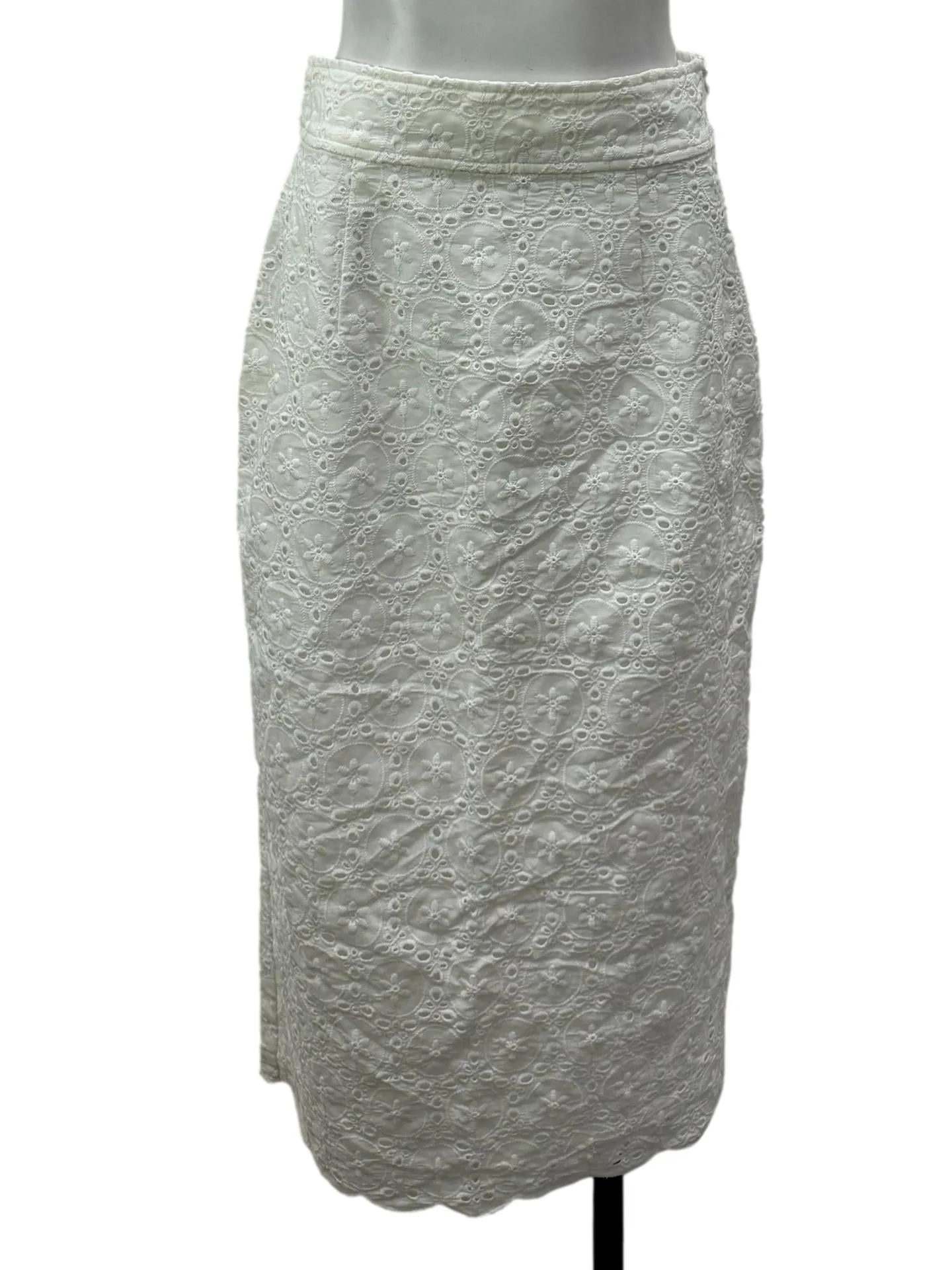 White Eyelet Midi Skirt