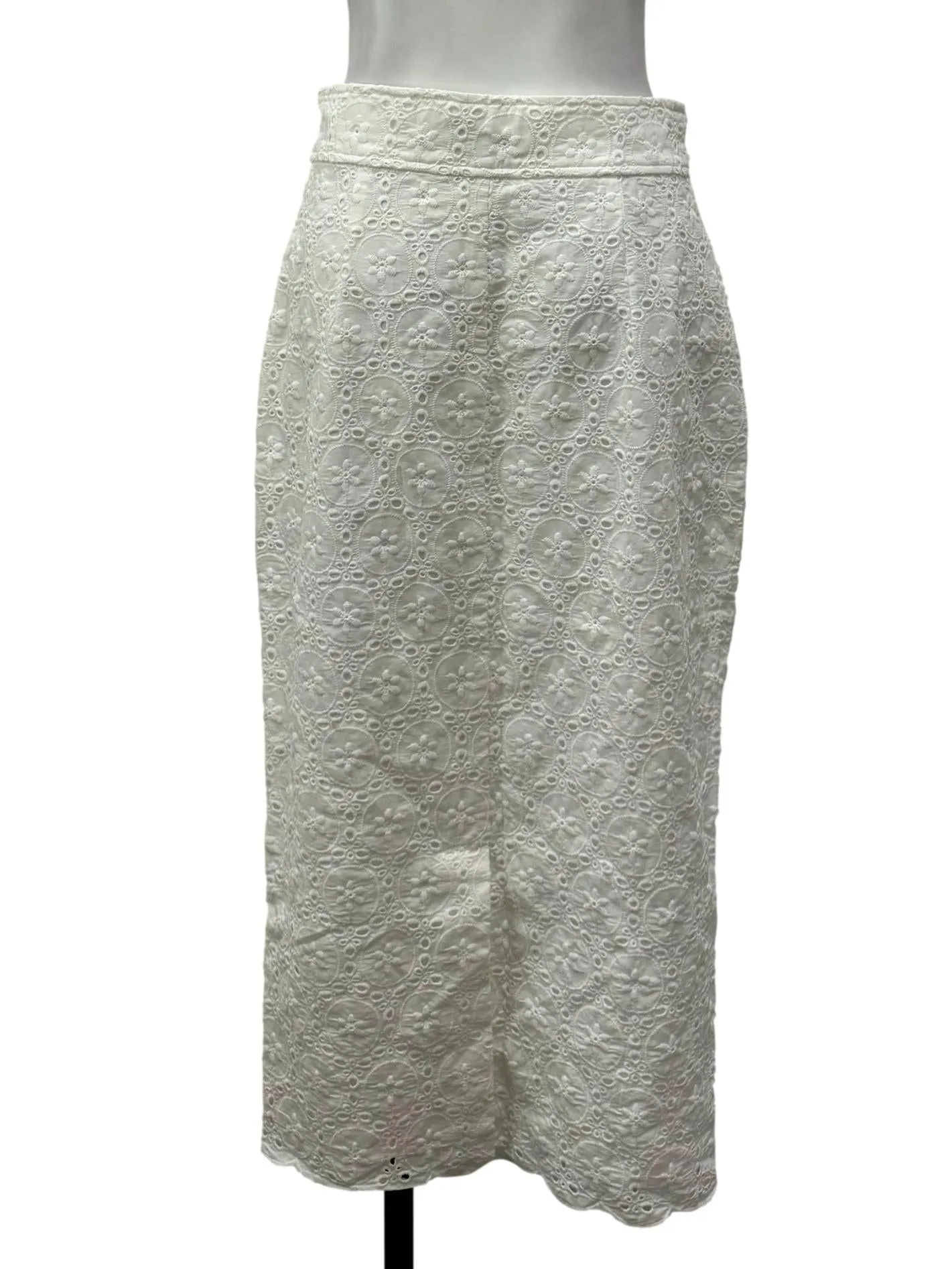 White Eyelet Midi Skirt