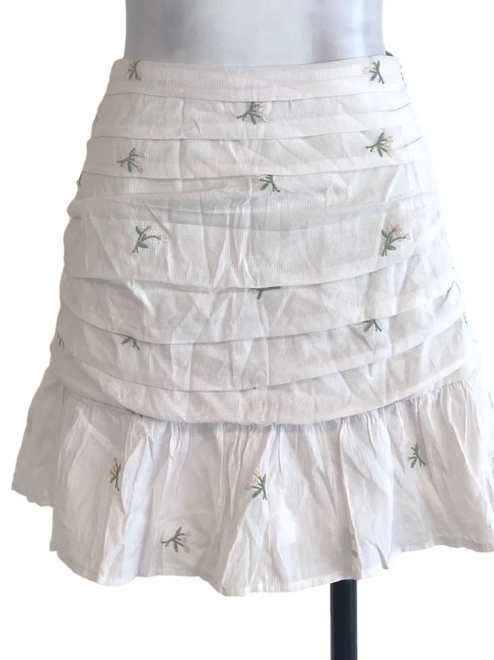 White Floral Ruffle Skirt