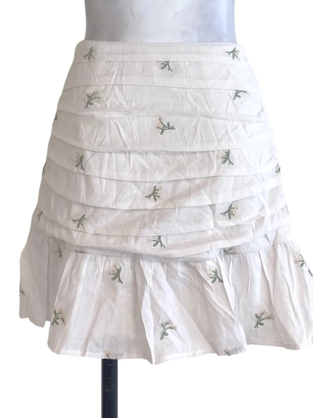 White Floral Ruffle Skirt