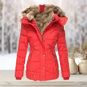 Women's Button Down Winter Puffer Parka Jacket | Fitted