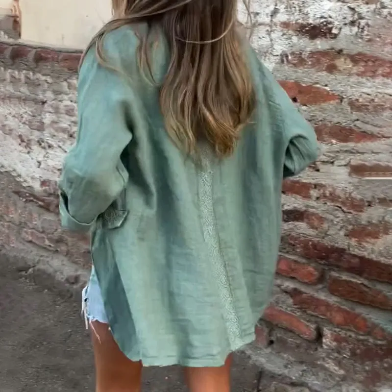 Women’s Cotton and Linen Blazer with Open Front