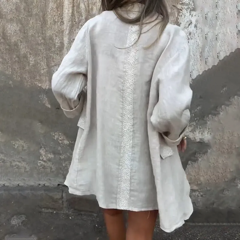 Women’s Cotton and Linen Blazer with Open Front