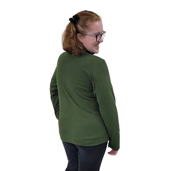WOMEN'S FITTED CARDIGAN MICRO FLEECE MOSS GREEN