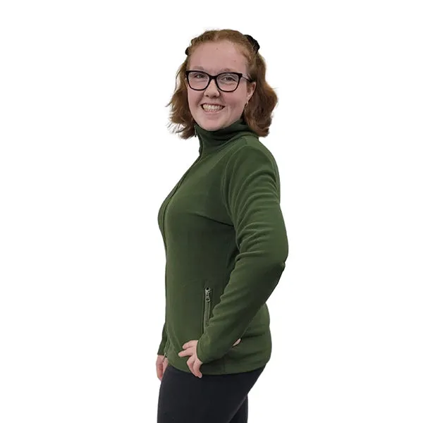 WOMEN'S FITTED CARDIGAN MICRO FLEECE MOSS GREEN