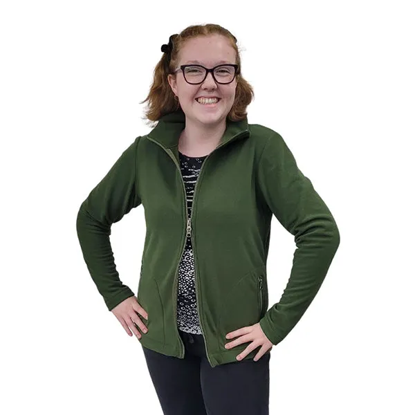 WOMEN'S FITTED CARDIGAN MICRO FLEECE MOSS GREEN