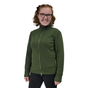 WOMEN'S FITTED CARDIGAN MICRO FLEECE MOSS GREEN