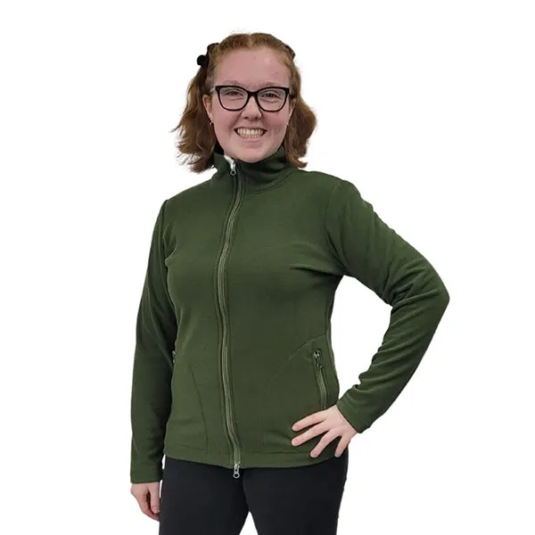 WOMEN'S FITTED CARDIGAN MICRO FLEECE MOSS GREEN