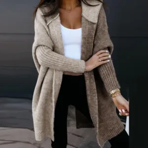 Women's Hooded Oversized Knitted Cardigan | Long