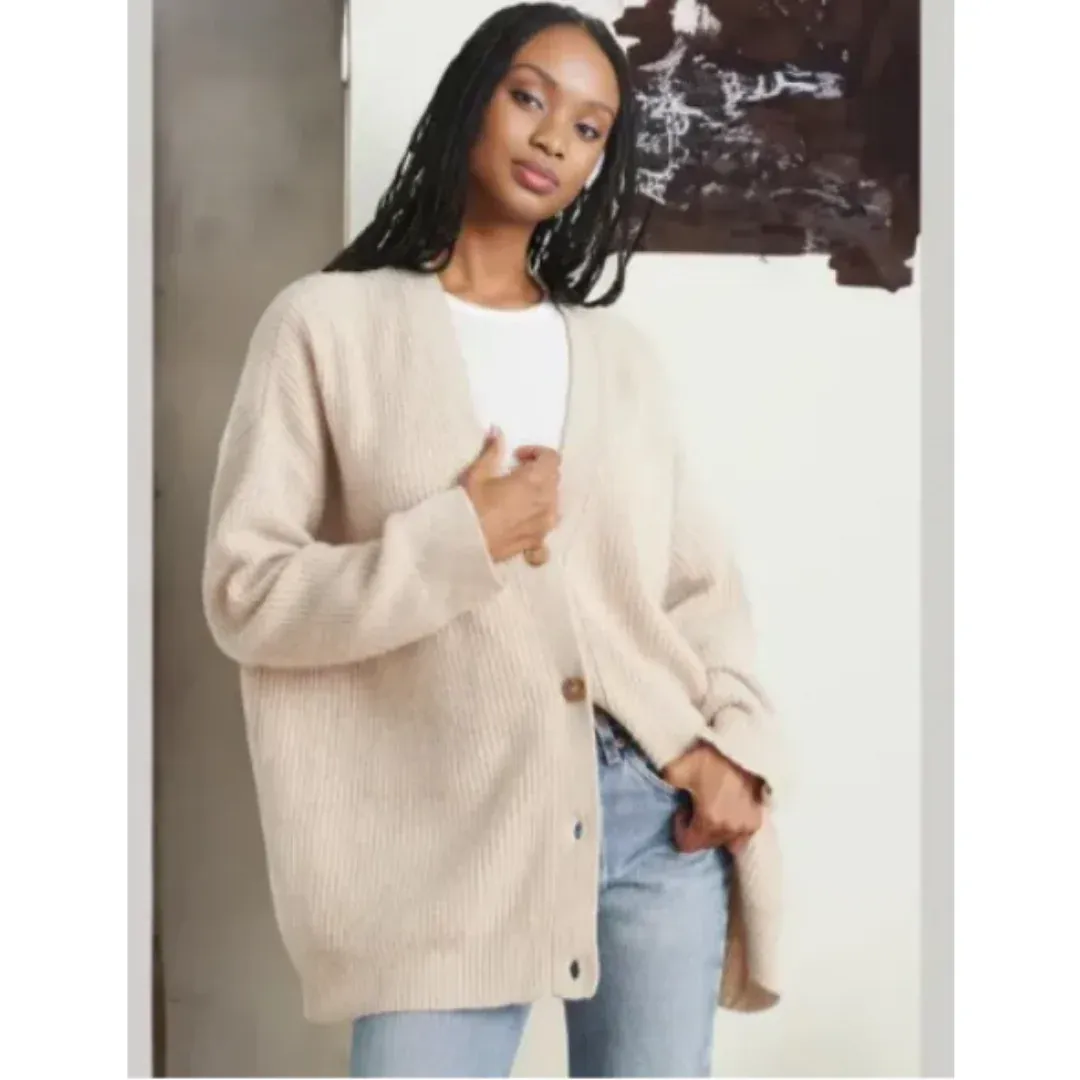 Women's Knitted Warm V Neck Cardigan | Oversized