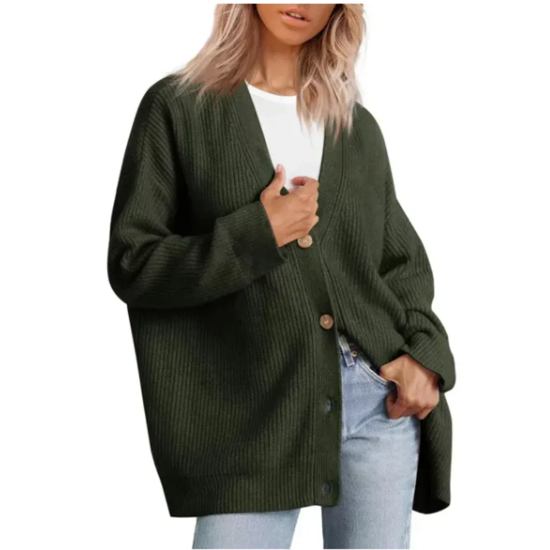 Women's Knitted Warm V Neck Cardigan | Oversized