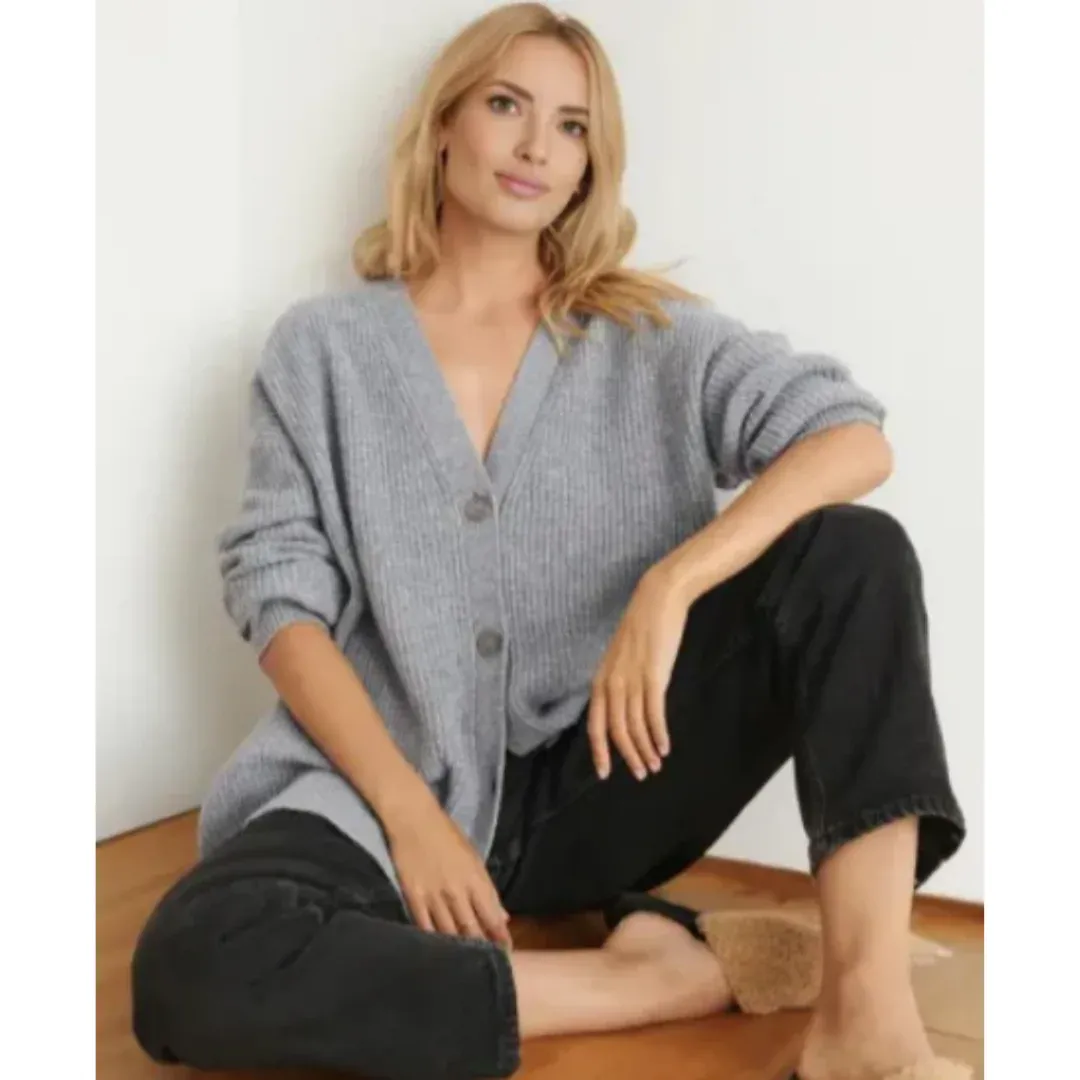 Women's Knitted Warm V Neck Cardigan | Oversized