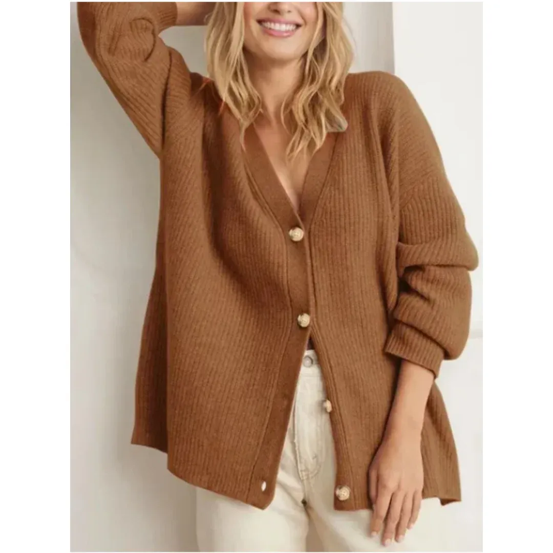 Women's Knitted Warm V Neck Cardigan | Oversized