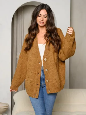 WOMEN'S LONG SLEEVE BUTTON DOWNOVERSIZED CARDIGAN