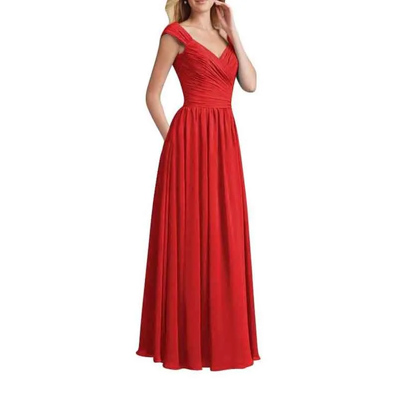 Womens Long Sleeveless Flowy Bridesmaid Cocktail Evening Gown Maxi Dress