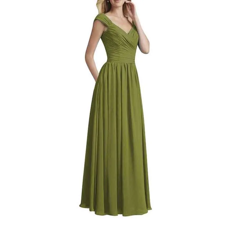 Womens Long Sleeveless Flowy Bridesmaid Cocktail Evening Gown Maxi Dress