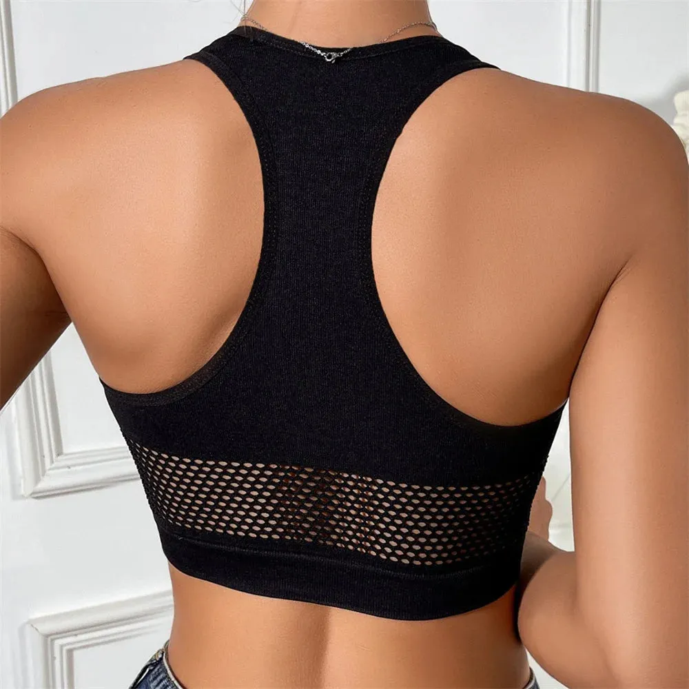 Women’s Naked Shoulder Fishnet Tank Top