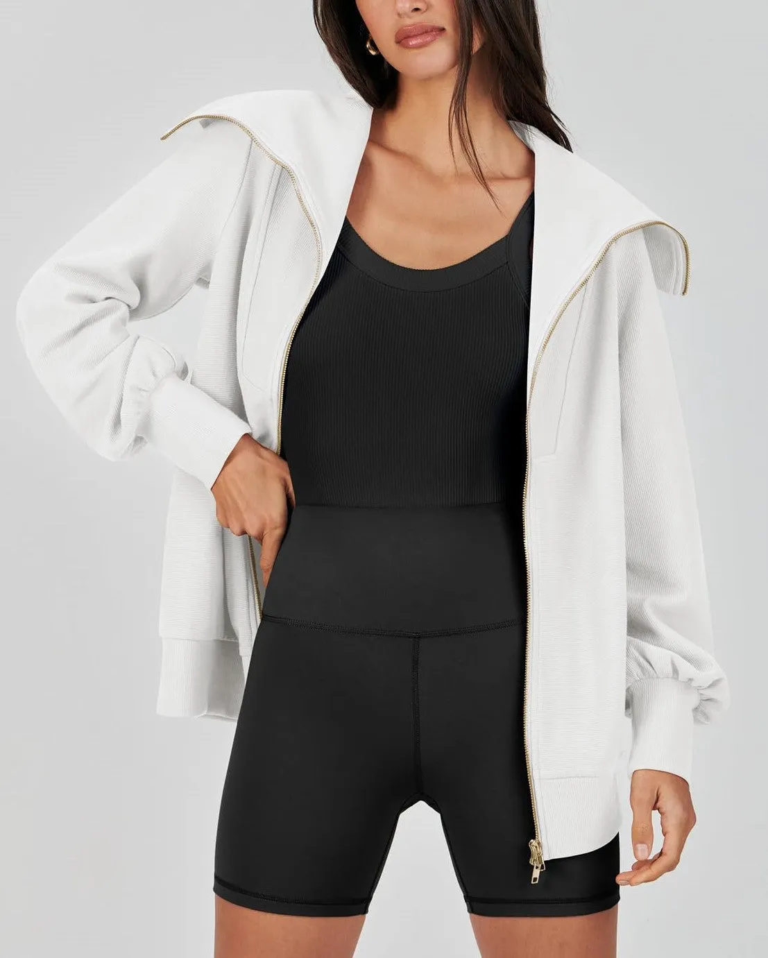 Women's Oversized Zip Up Sweatshirt (Buy 2 Free Shipping)