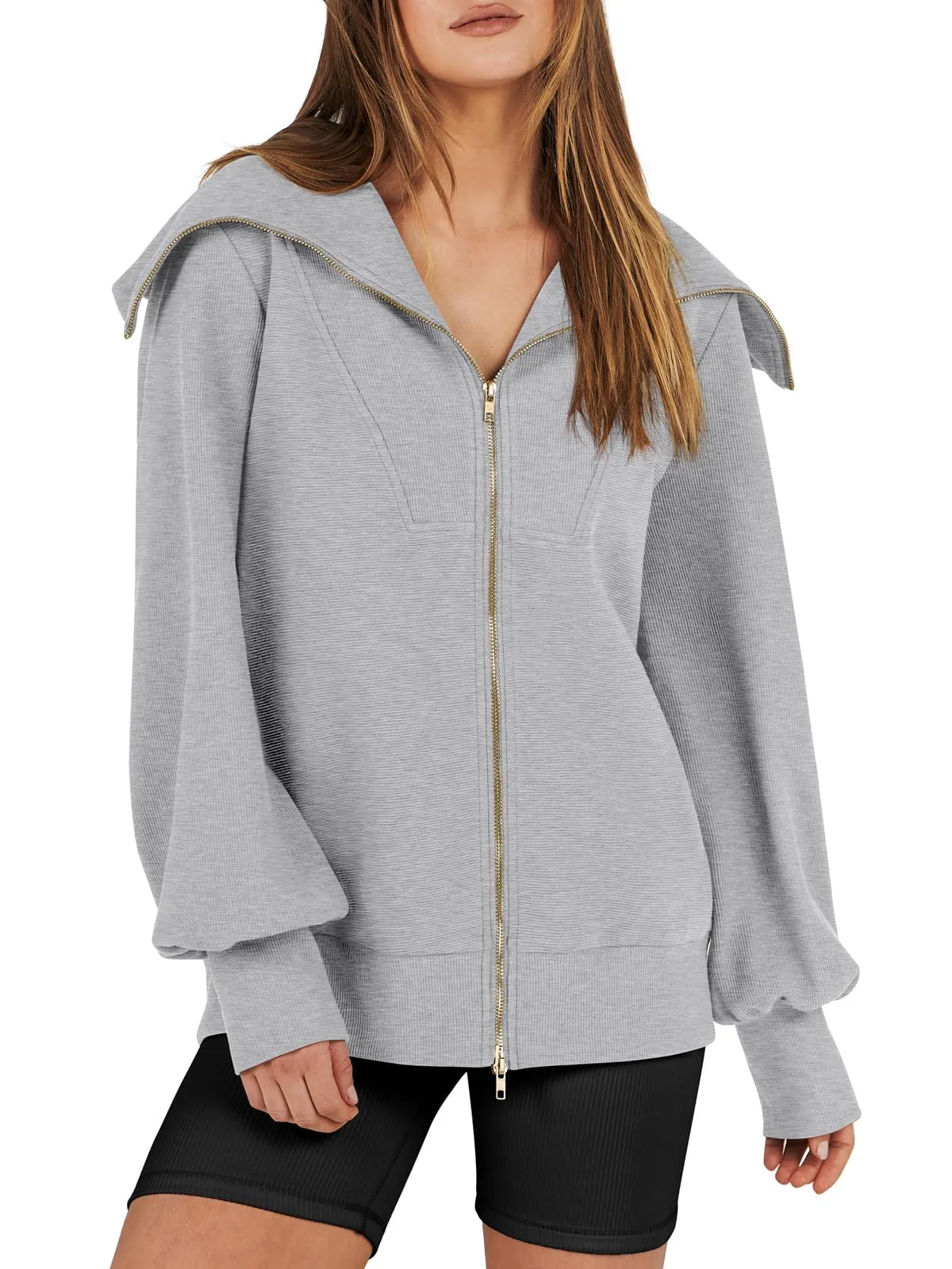 Women's Oversized Zip Up Sweatshirt (Buy 2 Free Shipping)