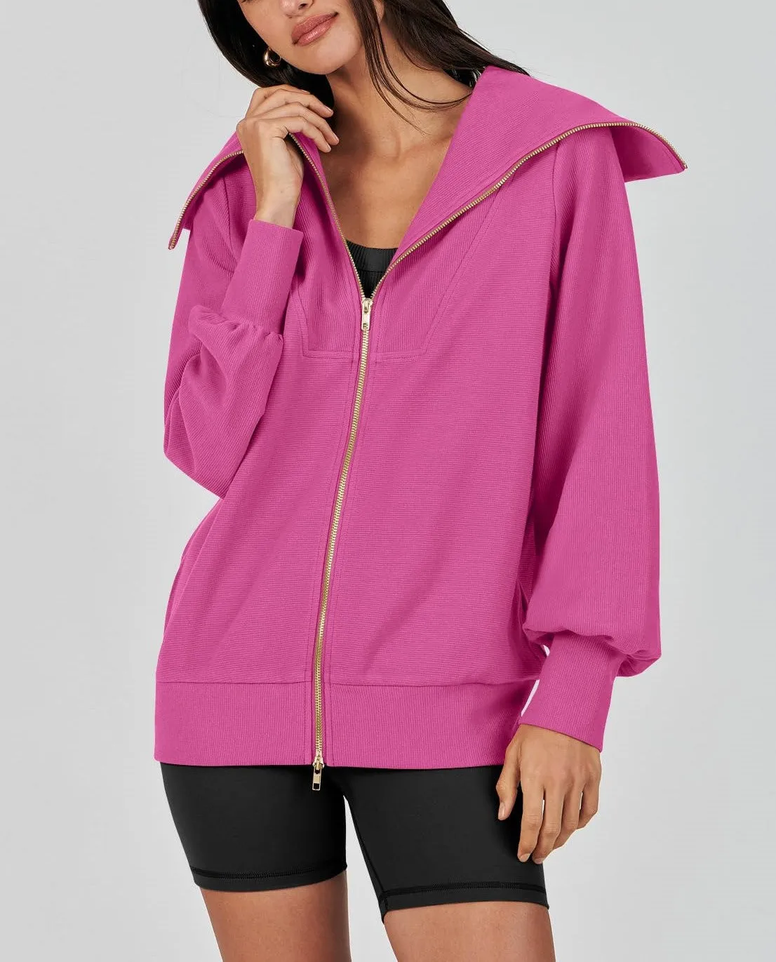 Women's Oversized Zip Up Sweatshirt (Buy 2 Free Shipping)