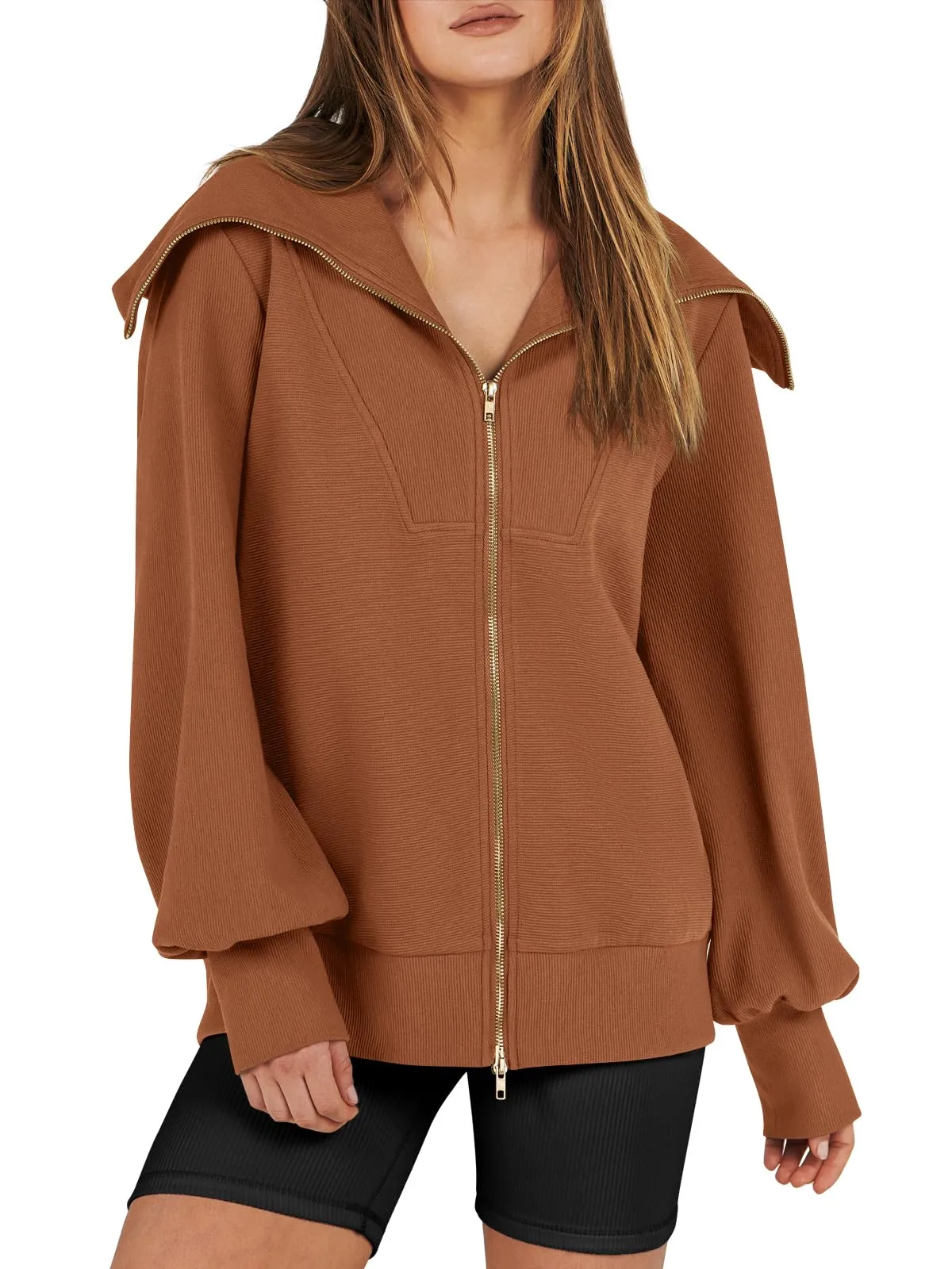 Women's Oversized Zip Up Sweatshirt (Buy 2 Free Shipping)