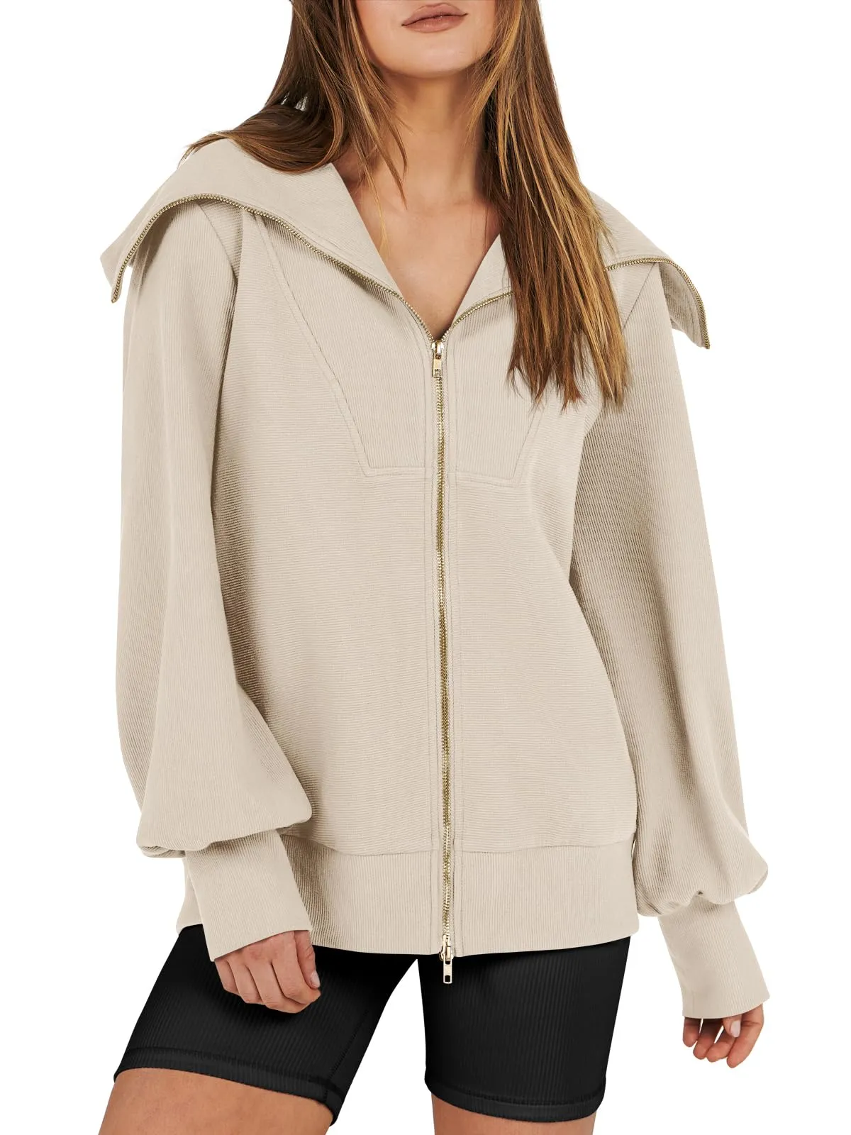 Women's Oversized Zip Up Sweatshirt (Buy 2 Free Shipping)