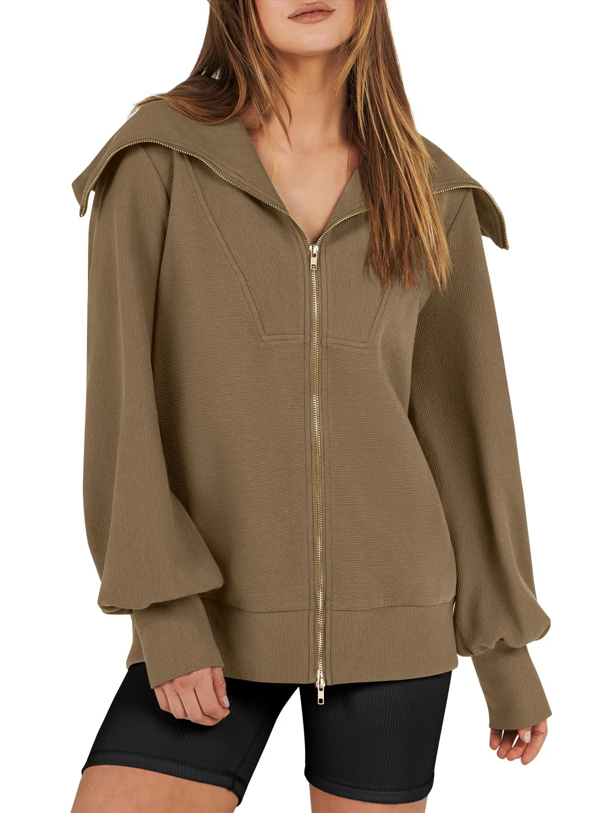 Women's Oversized Zip Up Sweatshirt (Buy 2 Free Shipping)