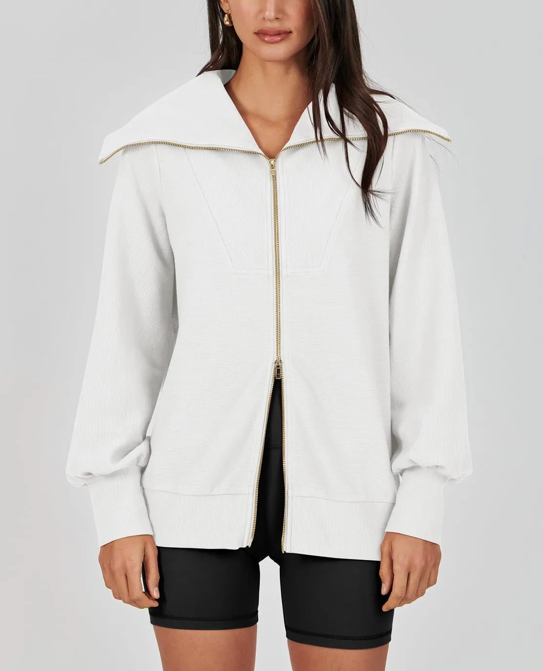 Women's Oversized Zip Up Sweatshirt (Buy 2 Free Shipping)