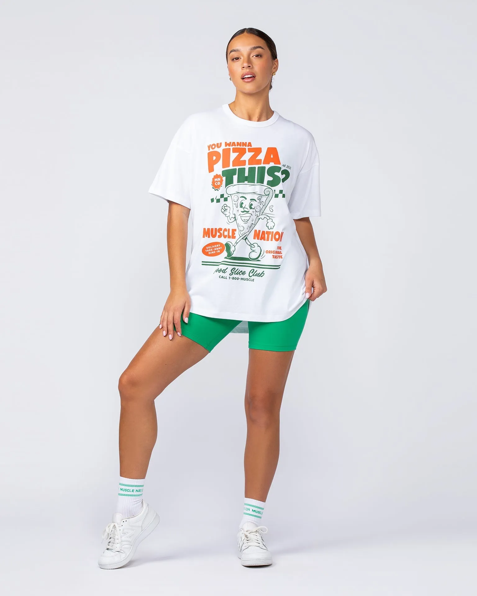 Womens Pizza This Oversized Tee - White