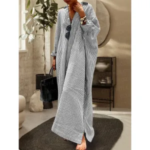 Women's Stripe Oversized Shirt Dress | Maxi