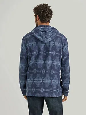 Wrangler Men's Jacquard Quarter Zip Hooded Popover Jacket