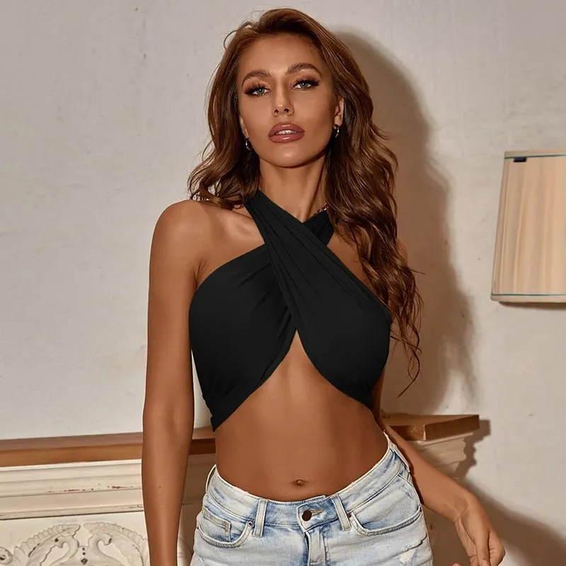 Wrapped in Desire Crisscross Halter Crop Top