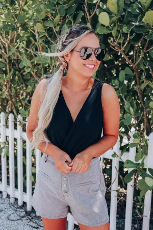 Wynona Wrap Bodysuit - Black