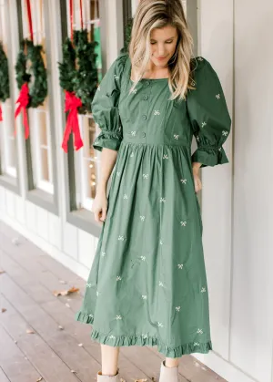 X Green Bows Dress
