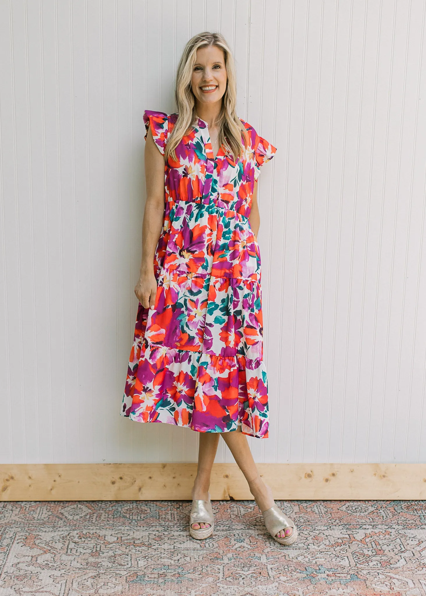 X Magenta Floral Dress
