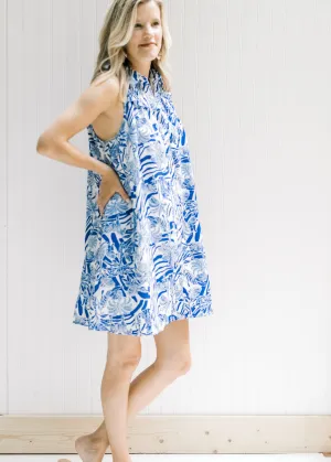 X Make a Statement Blue and White Dress