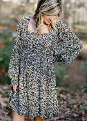 X Microfloral Long Sleeve Dress