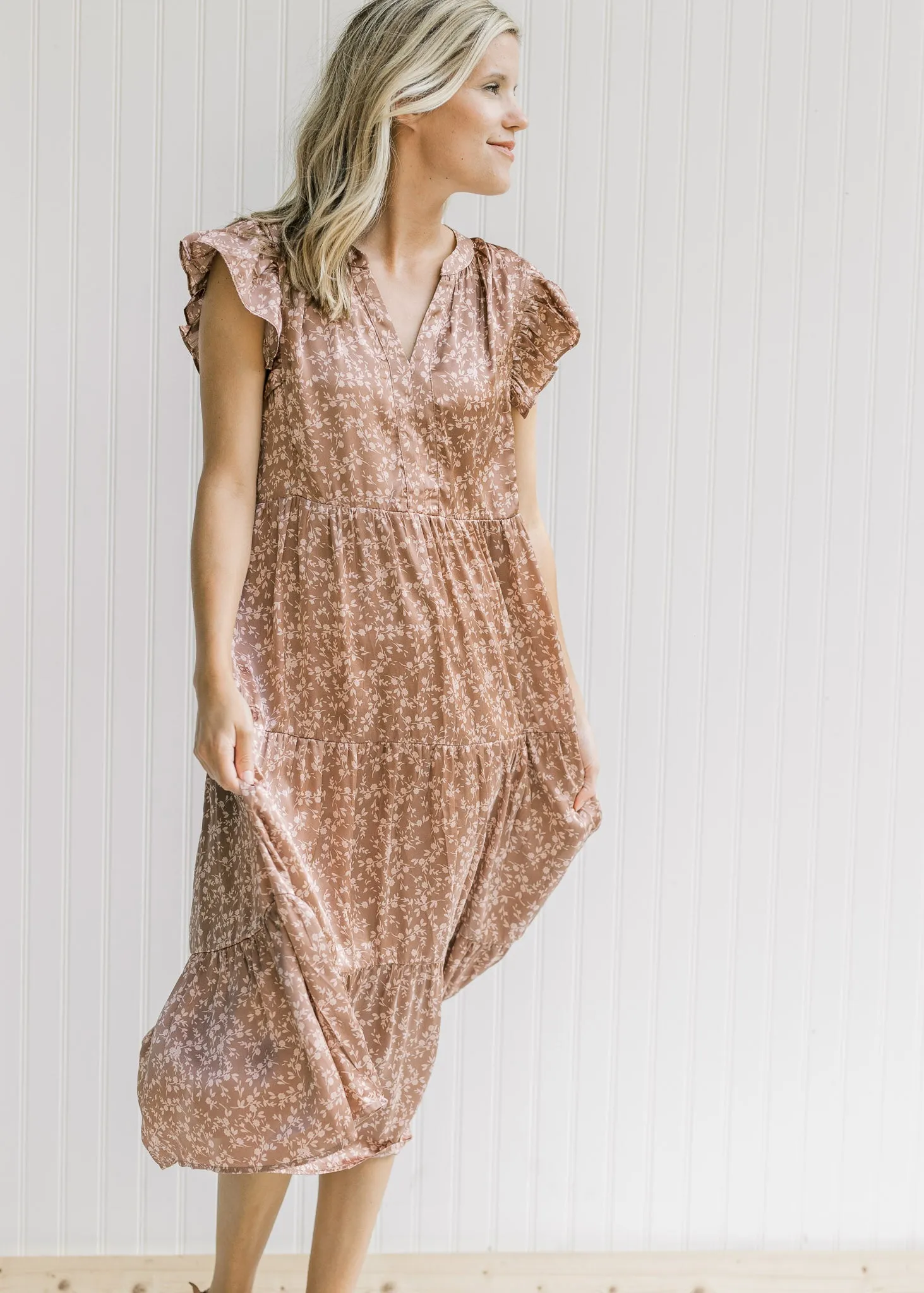 X Mocha Floral Dress