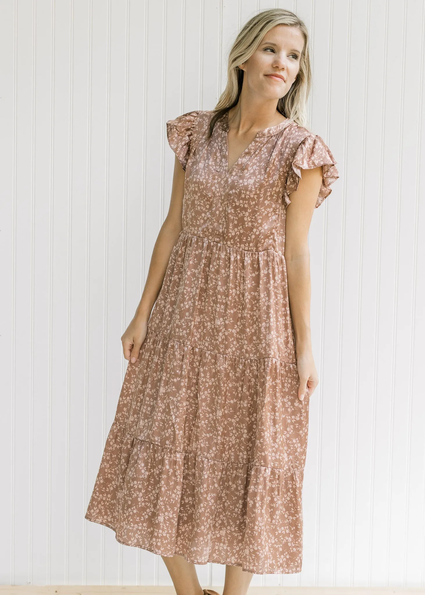 X Mocha Floral Dress