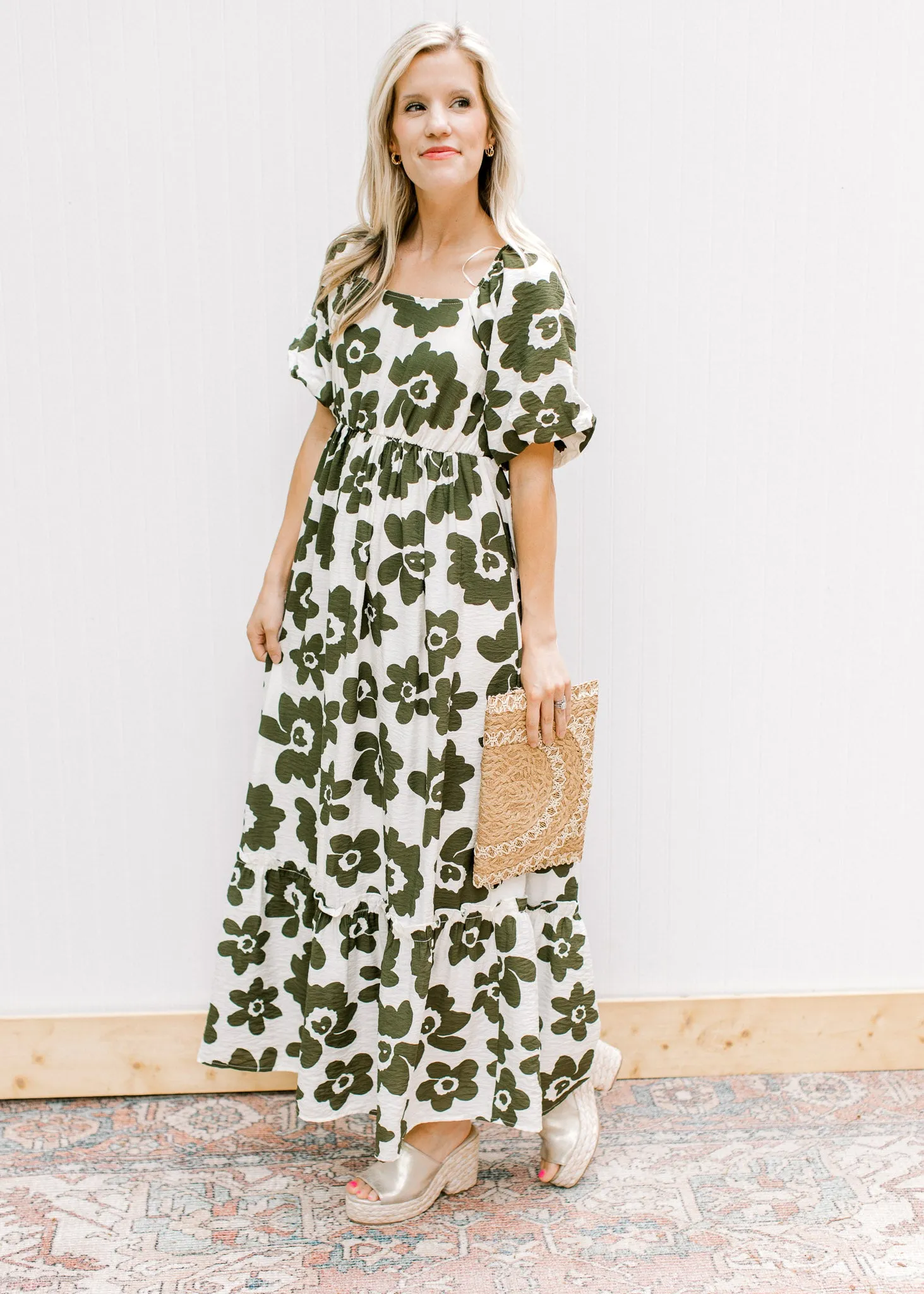 X Olive Flowers Dress