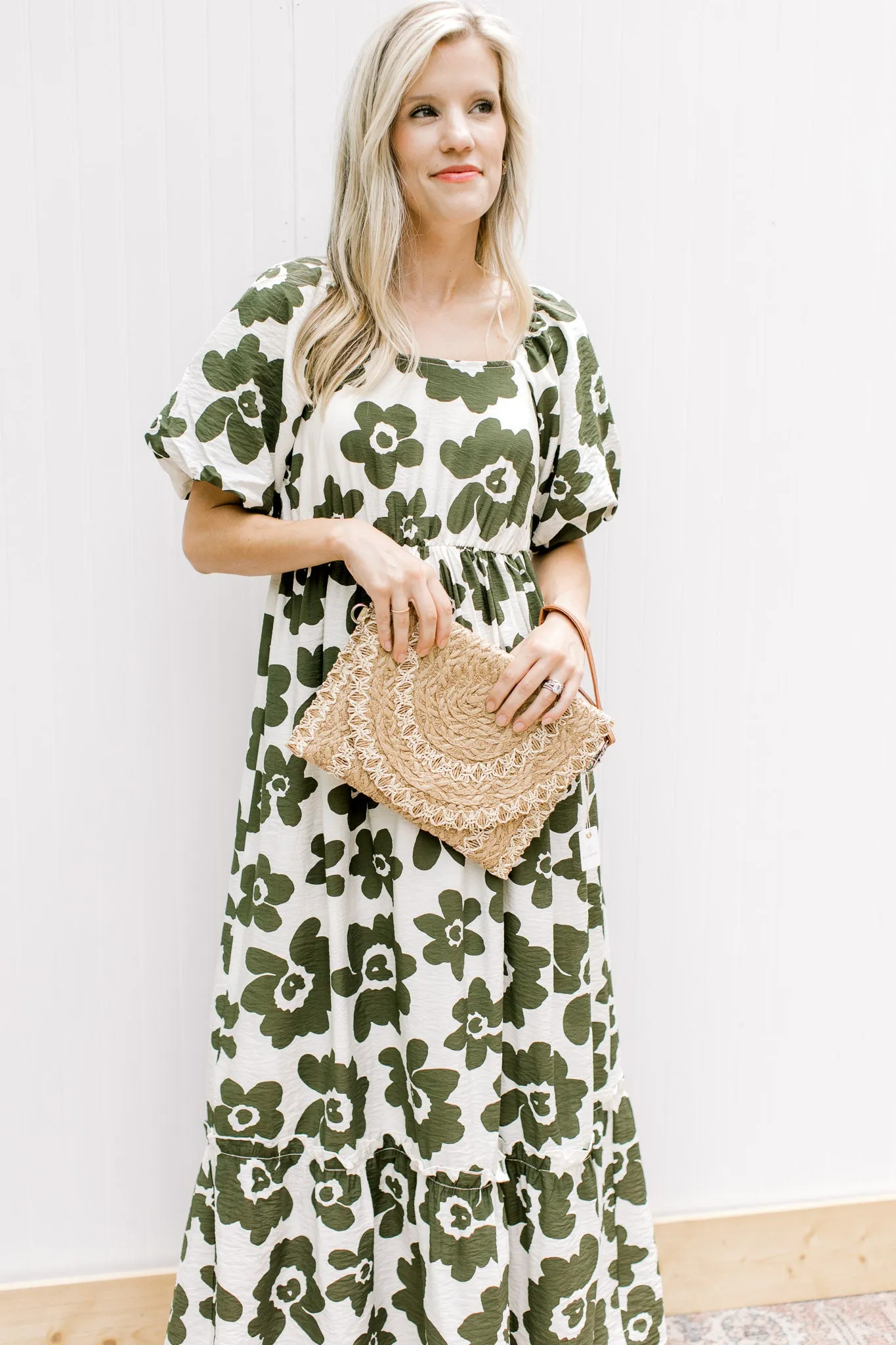 X Olive Flowers Dress