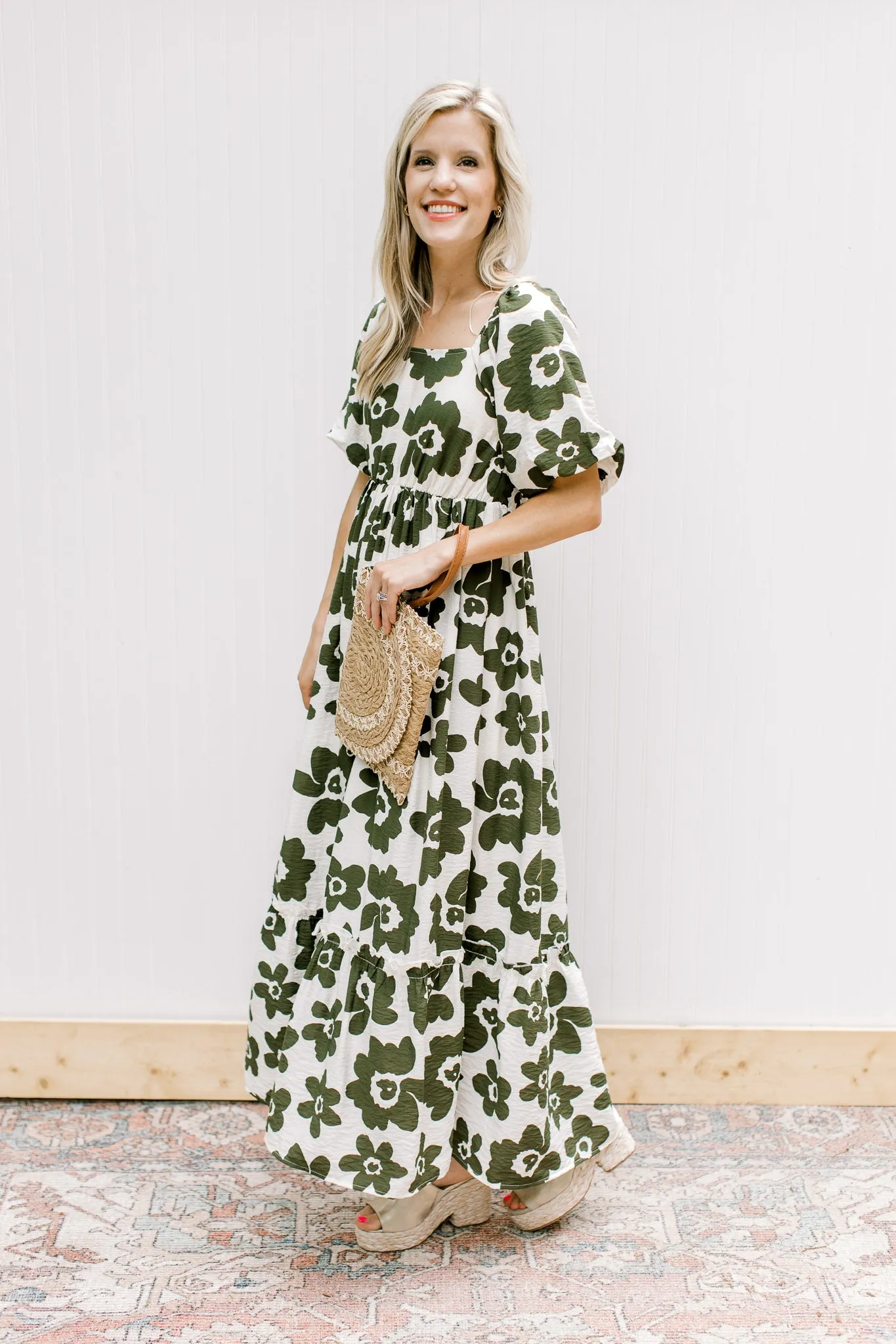 X Olive Flowers Dress