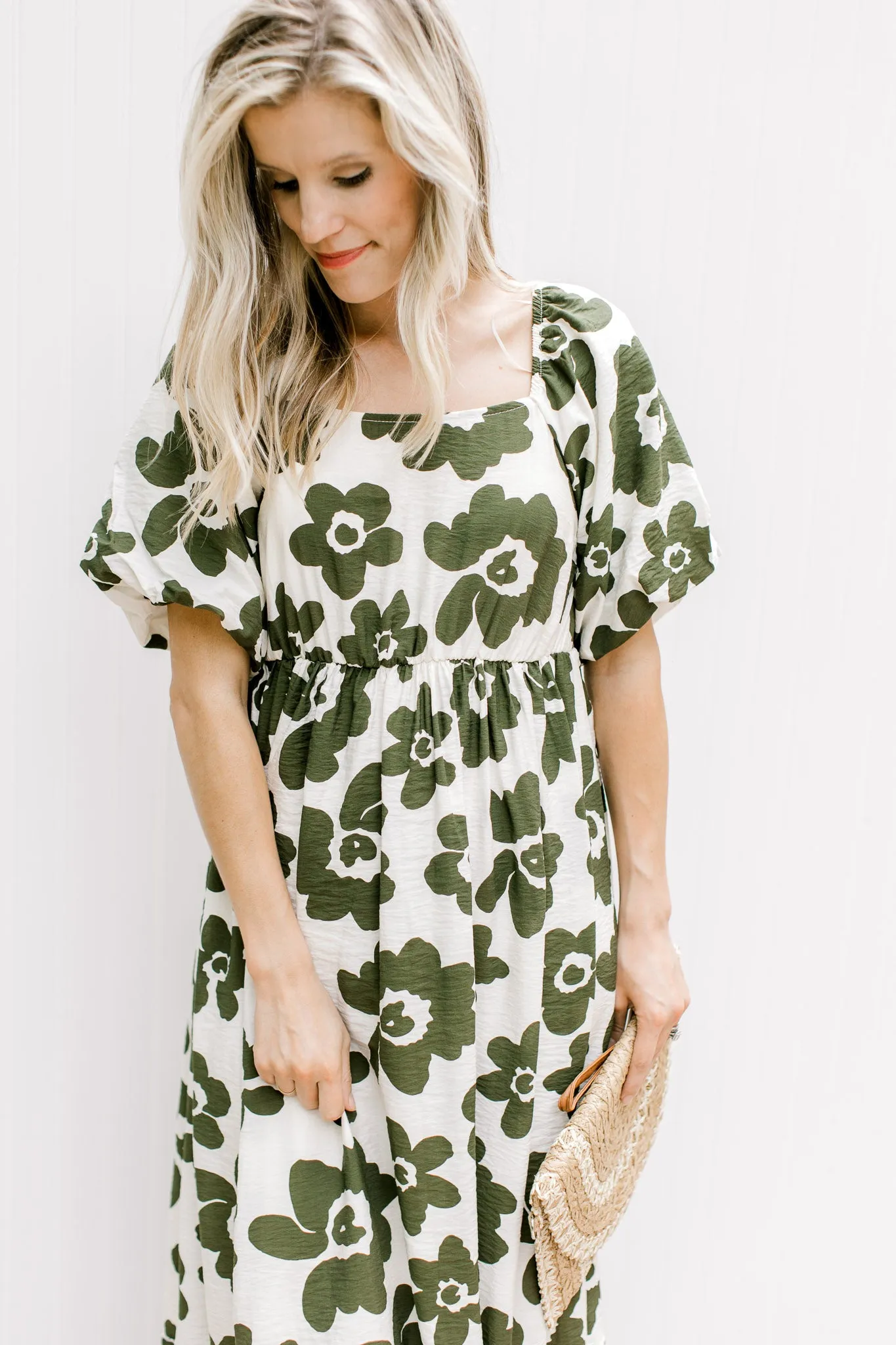 X Olive Flowers Dress