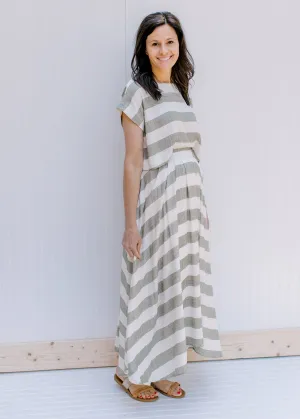 X Olive Stripe Skirt