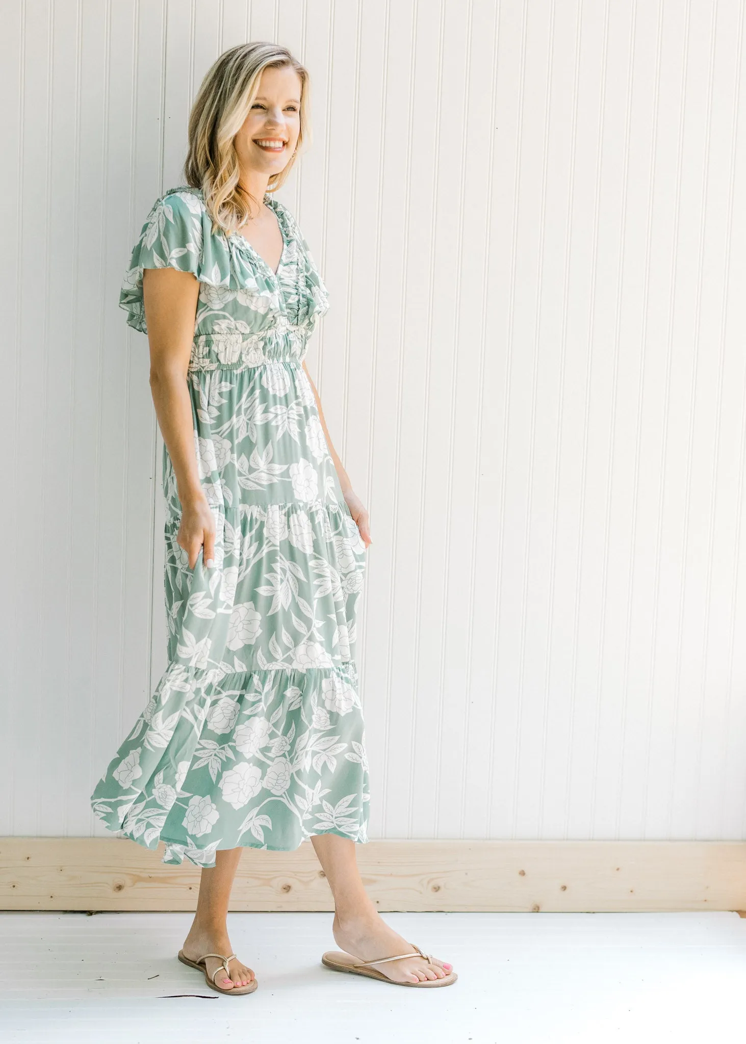X Ruffles Ruched Maxi