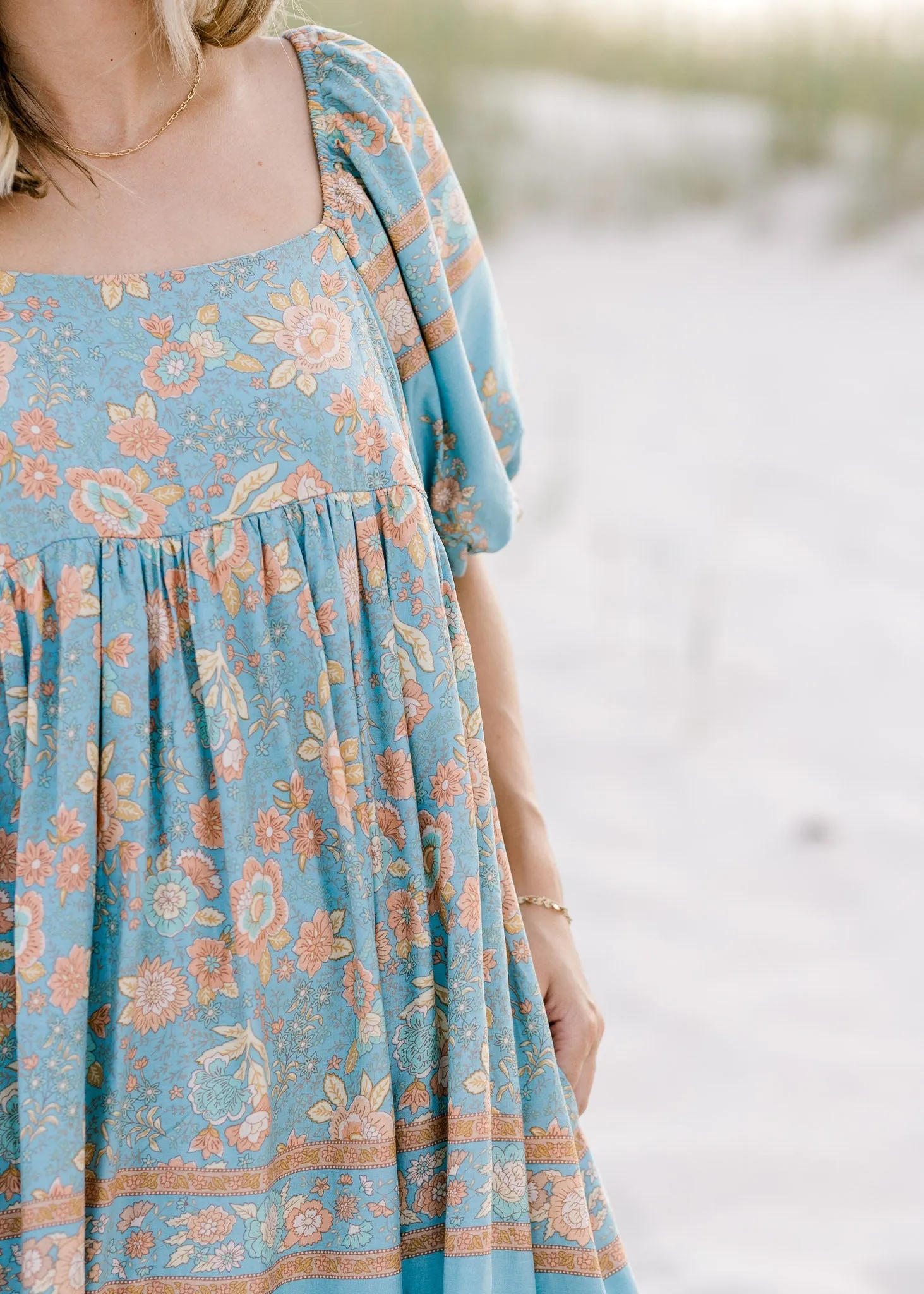 X Shay's Blue and Gold Dress