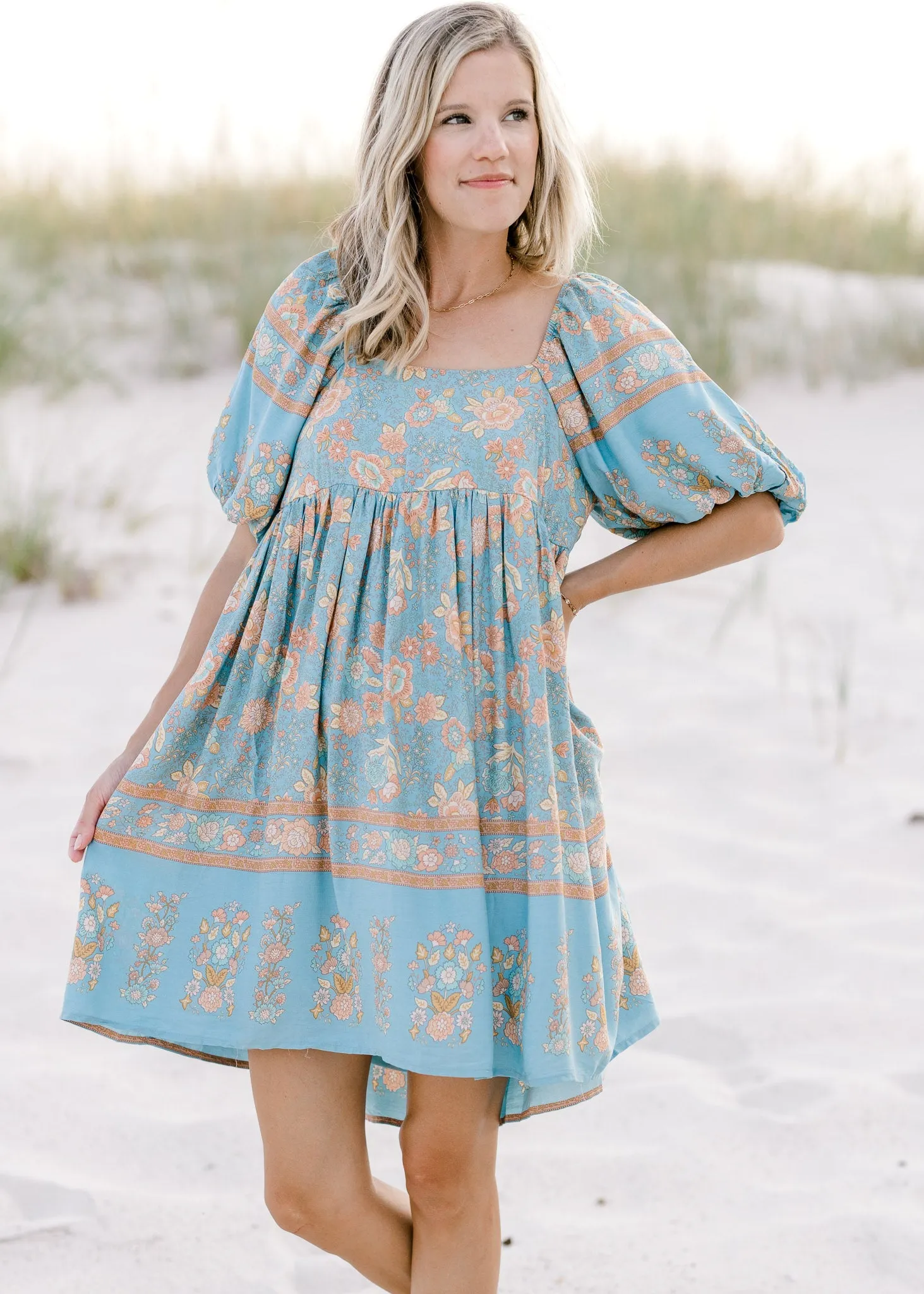 X Shay's Blue and Gold Dress